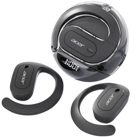 Acer Wireless Open-ear Headphones Led Display Ultra-Comfort, Lightweight Design, Snug Fit, Ergonomic Ear Hooks, Robust Bass, Black