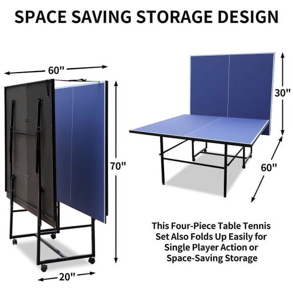 ACETEK 9FT Mid-Size,with Net,2 Table Tennis Paddles and 3 Balls,Table Tennis Table Foldable & Portable Ping Pong Table Set for Indoor & Outdoor Games