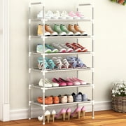 ACEUR 6-Tier Stackable Small Shoe Rack,Lightweight Shoe Shelf Storage Organizer for Entryway,Hallway and Closet,Silver Grey