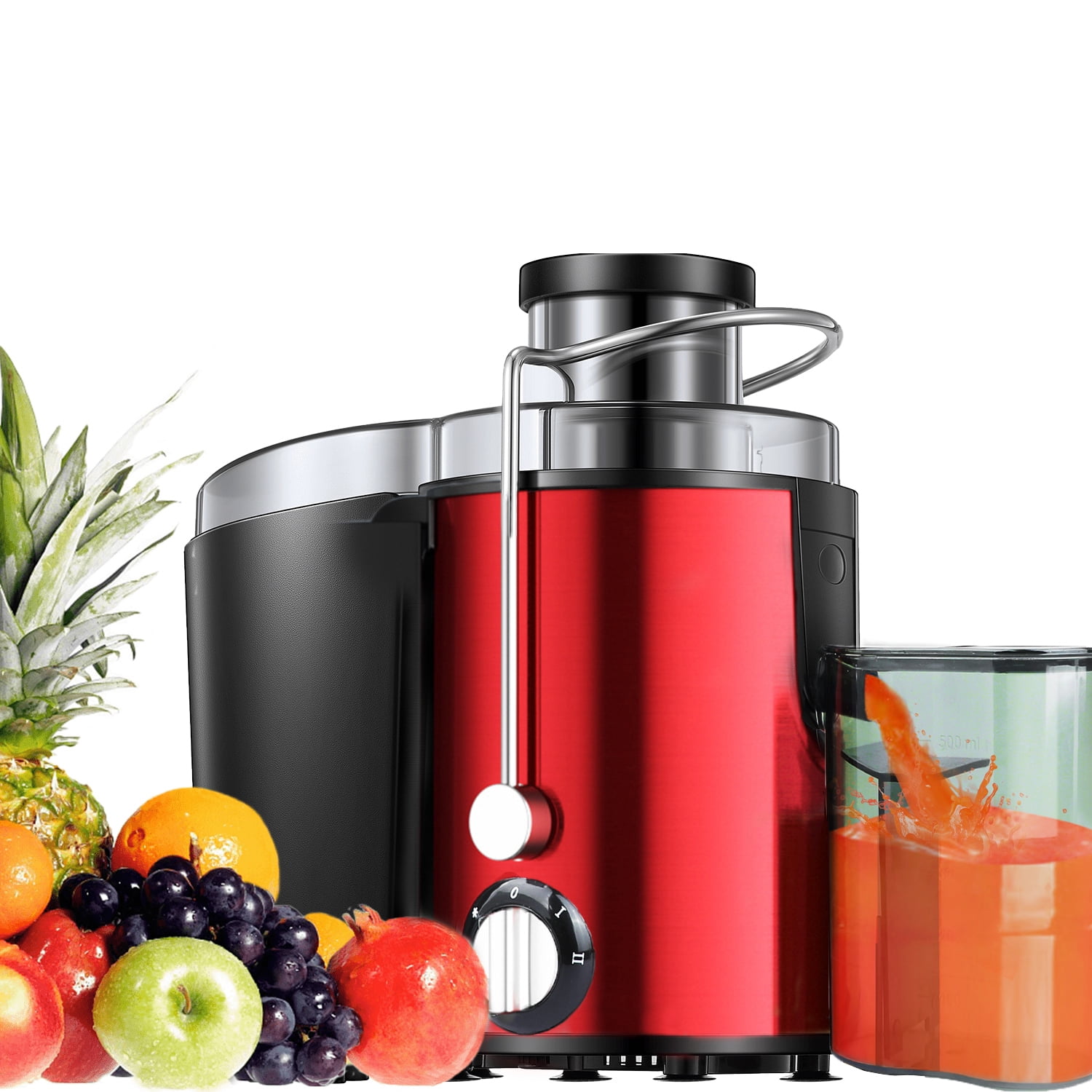 Red Centrifugal Juicer Machine With Pulp Separation, 400w Powerful Motor,  65mm Wide Mouth For Fruits & Vegetables, 500ml Juice Cup With Foam  Separator For Optimized Taste, Micro Switch And Copper Power Cord