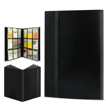 ACEUR Trading Card Binder with 360 Side Loading Pockets,9 Pockets Black Card Album Holder,High Qulity Card Folder for TGC,MTG, Baseball Cards, Yugioh