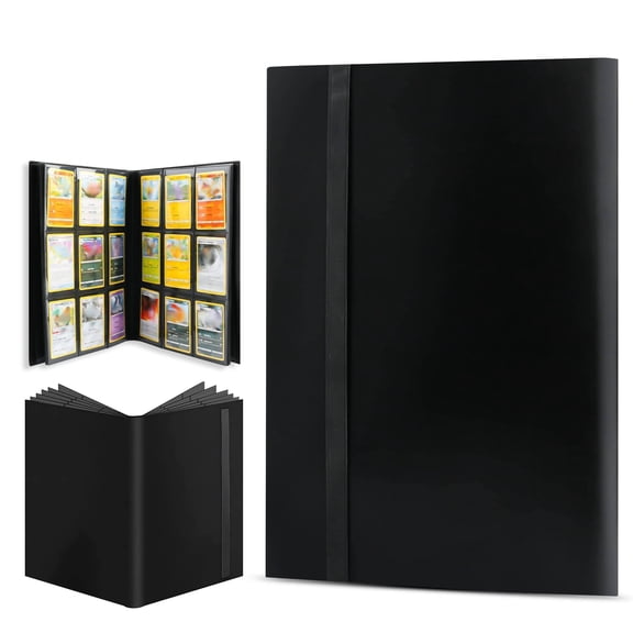 ACEUR Trading Card Binder with 360 Side Loading Pockets,9 Pockets Black Card Album Holder,High Qulity Card Folder for TGC,MTG, Baseball Cards, Yugioh