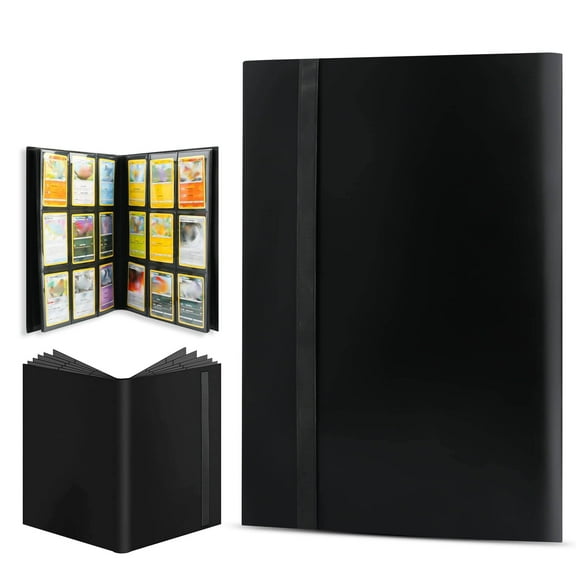ACEUR Trading Card Binder with 360 Side Loading Pockets,9 Pockets Black Card Album Holder,High Qulity Card Folder for TGC,MTG, Baseball Cards, Yugioh