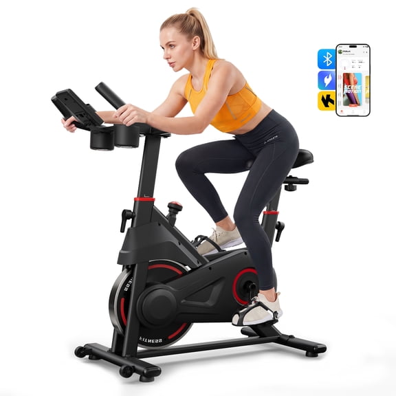 ACEVIBE Indoor Exercise Bike with 6-Way Adjustable Seat, 350LBS Capacity, Ultra-Quiet Belt Drive for Home Fitness