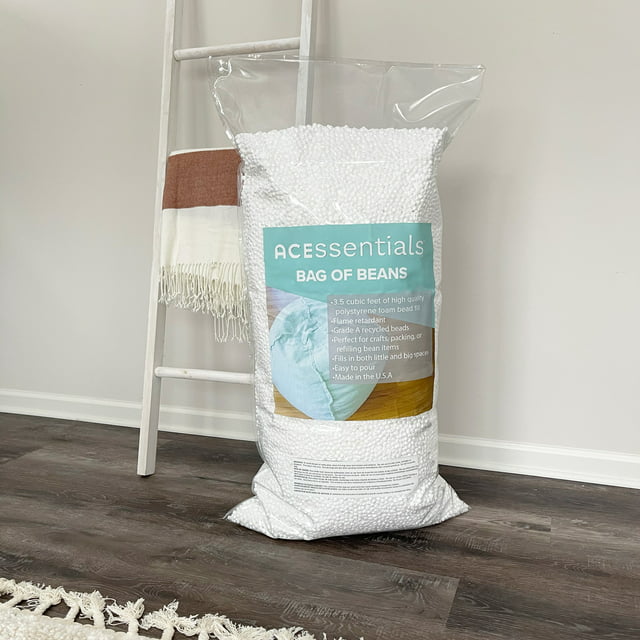 ACEssentials Polystyrene Bean Refill for Crafts and Filler for Bean Bag Chairs, 100 Liters, 3.5 Cubic feet
