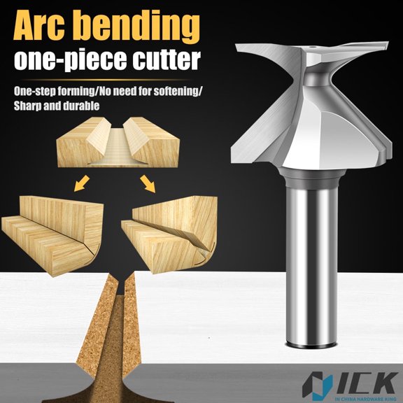 ACFAN 12MM Shank Arc Bending Integrated Knife Forming Tool R30 Router Bits for Wood Door/Wall Cabinet, Bending Free Filling Softening Process Clear Texture