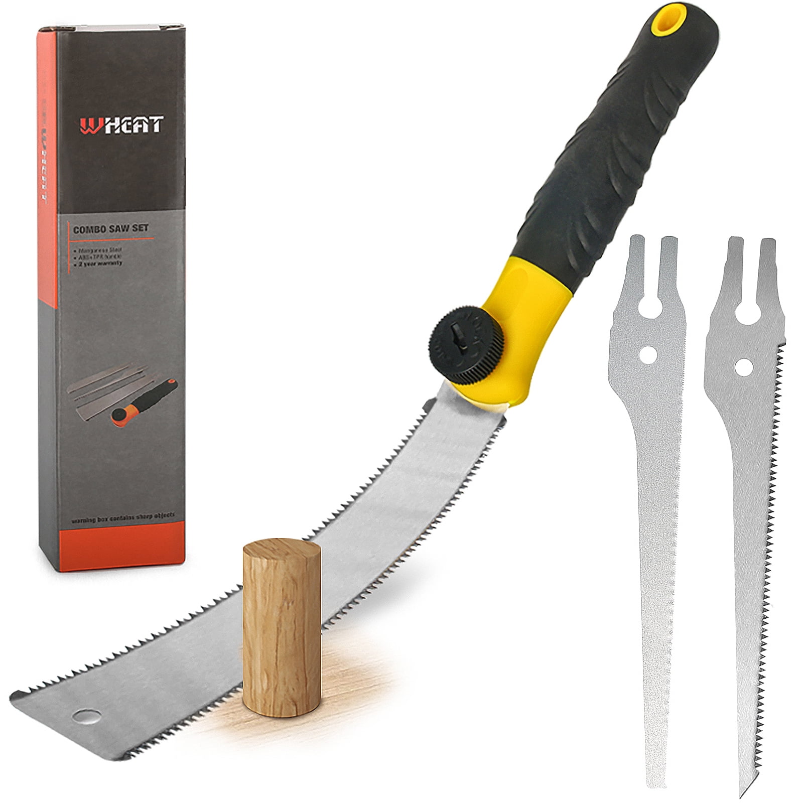 ACFAN 8.1 Inch Hand Saw for Wood - Double Edge Sided Pull Saw with 2 Pull Saw Accessories - Flexible Blade 10/17 TPI Flush Cut Beech Handle Wood Saw for Woodworking Tools