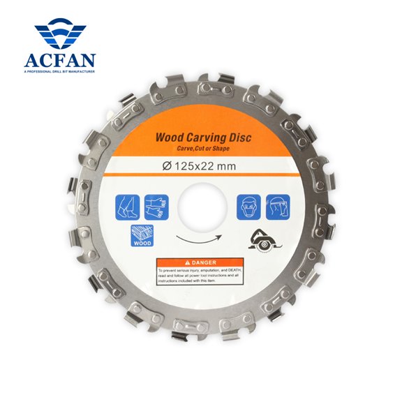 ACFAN Chain Saw Disc 5 Inch Cutting Blade Wood Carving Disc for 7/8 Inch Center Hole Angle Grinder Accessory Woodcarving Saw Blade Sculpting, Shaping and Cutting Wheel with Teeth 125 mm