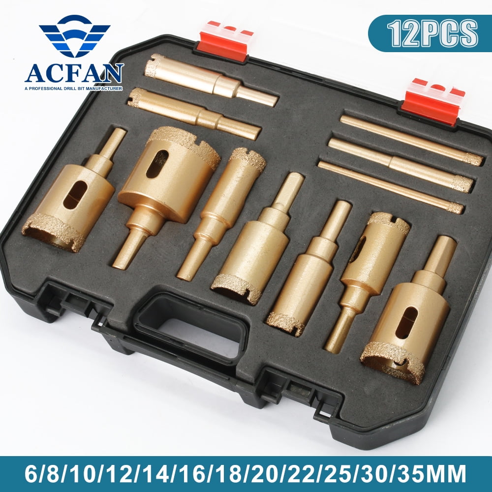ACFAN Diamond Coated Drill Bits Set 12Pcs 635mm Hole Saw Drill Kit