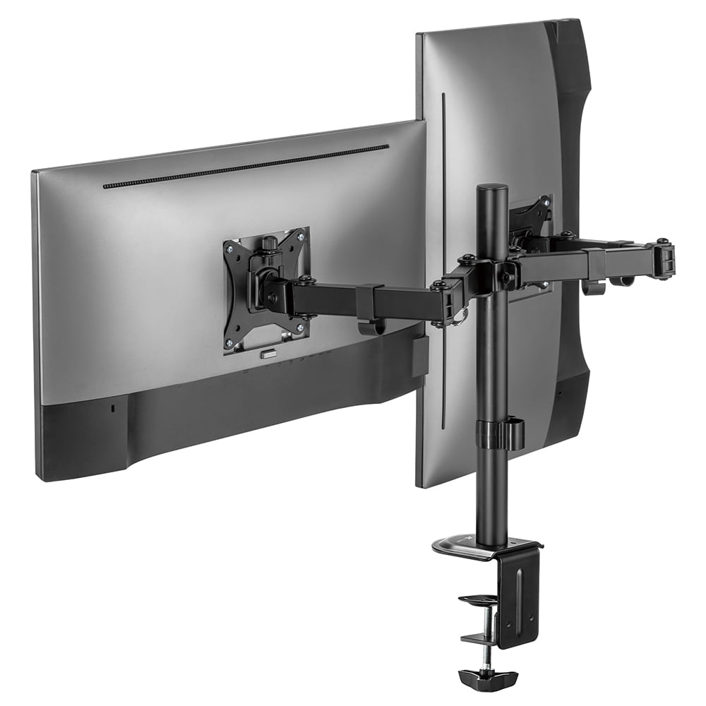 ACGAM Dual-Monitor Desk Mount, Fits 2 Screens Up to 32 inches, Adjustable Monitor Arm for 17”-32” Screen, Monitor Stand with C-Clamp Grommet Base, up to 19.8lbs