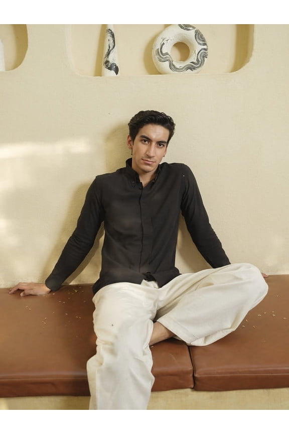 ACHAL - Charcoal Black Shirt | Full Sleeve | Organic Dyes
