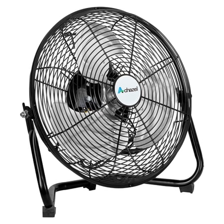 ACHAZEL 12 Inch High Velocity Floor Fan Portable Metal Barrel Fans Commercial Utility Fan Electric Table Fan 1680 CFM 3-Speed Adjustable Tilt for Home, Bedroom, Residential Use