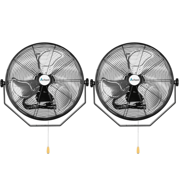 Achazel 18" Industrial Wall Mount Fan, 3-Speed 4300 CFM High Velocity Heavy Duty Metal Air Circulator for Workshop Garage Warehouse, UL Listed, 2PCS