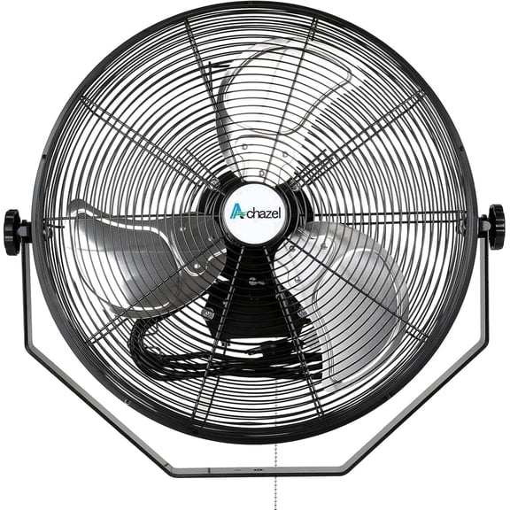 Achazel 18" Industrial Wall Mount Fan, 3-Speed 4300 CFM High Velocity Heavy Duty Metal Air Circulator with Enclosed Motor Warehouse Garage, UL Listed
