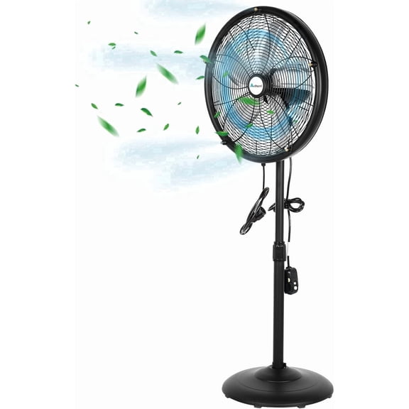 Achazel 18" Outdoor Pedestal Misting Fan with Oscillation, 3-Speed Adjustable Height, High Velocity Patio Cooling Waterproof Industrial Fan Outside