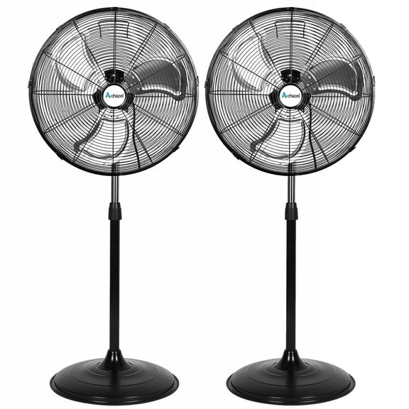 ACHAZEL 20" High Velocity Pedestal Fans, 3-Speed Oscillating Industrial Standing Fans with Aluminum Blades for Garage & Warehouse, 2 Pack