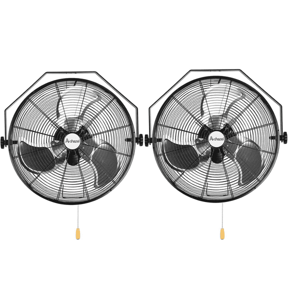 Achazel 20" Industrial Wall Mount Fan, 3-Speed 4600 CFM High Velocity Heavy Duty Metal Air Circulator with Sealed Motor for Garage Warehouse, 2-Pack