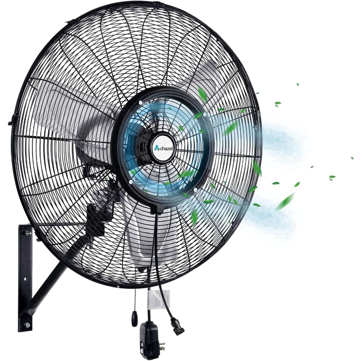 Achazel 24" Outdoor Pedestal Misting Fan with Oscillation, 3-Speed Waterproof Industrial Floor Fan, High Velocity Patio Cooling Fan for Outside