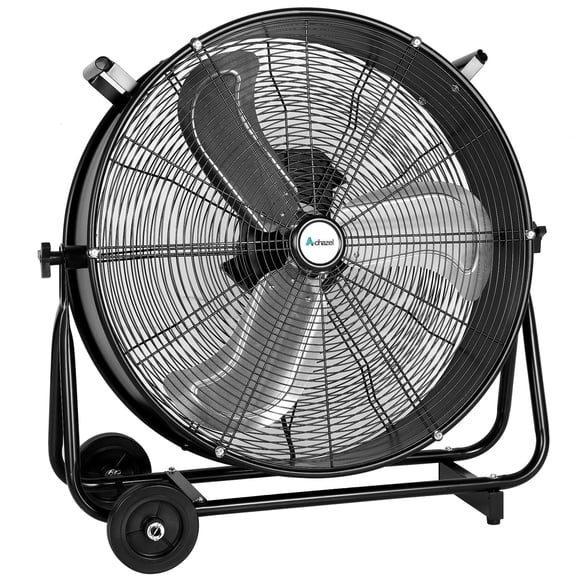 Achazel 24 Inch Industrial Drum Fan,Ultra Quiet Variable Speed 7800 CFM High Velocity Floor Fan with DC Motor for Warehouse Workshops Garage Cooling Black