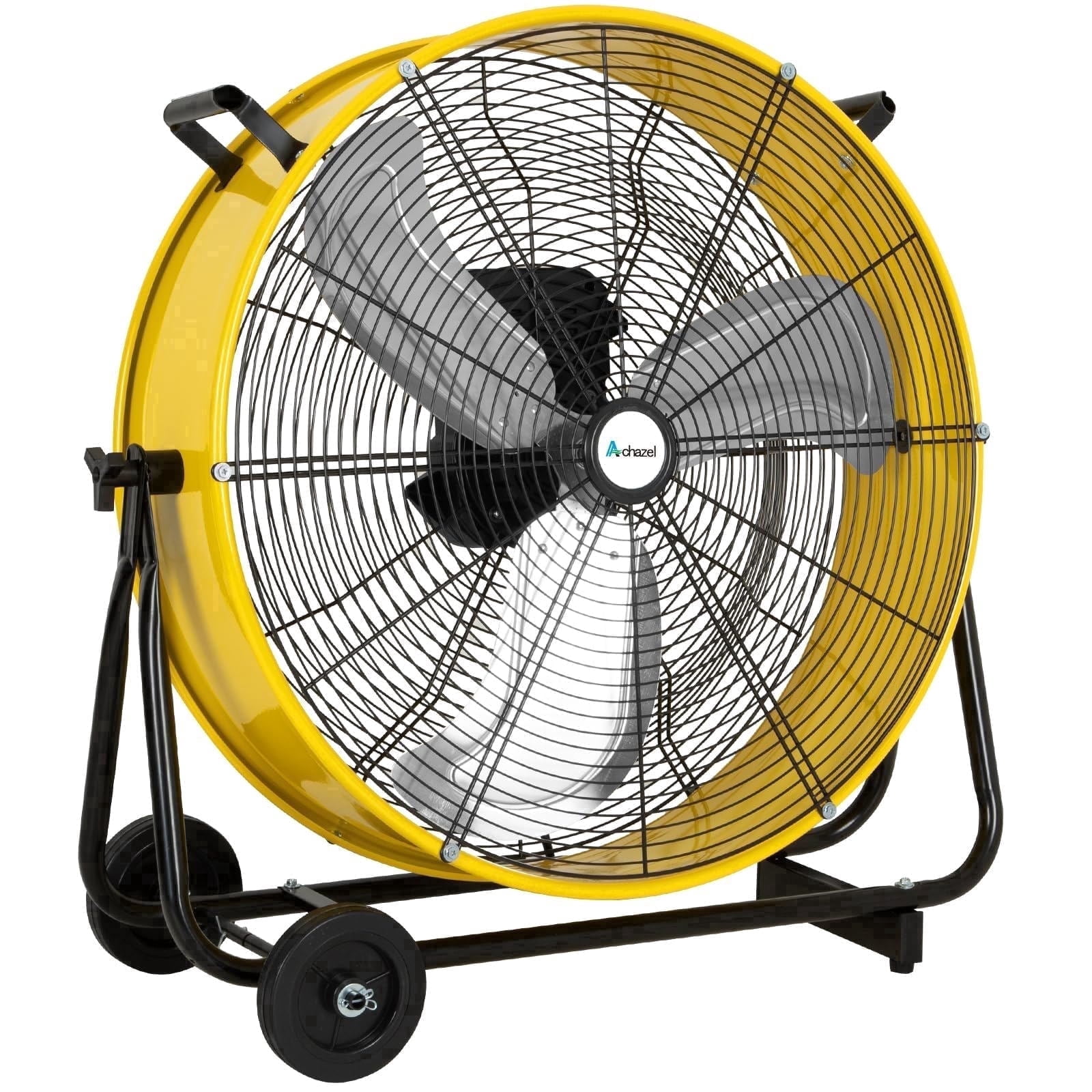Achazel 24 Inch Industrial Drum Fan,Ultra Quiet Variable Speed 7800 CFM High Velocity Floor Fan with DC Motor for Warehouse Workshops Garage Cooling Yellow