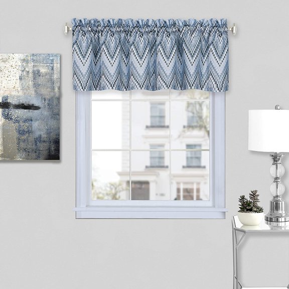 ACHIM Home Furnishings, Ice Blue Avery Window Curtain Valance, 58"x14"