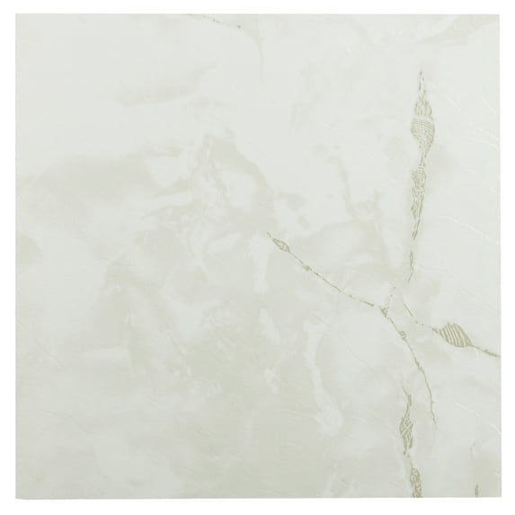 Achim Sterling Self Adhesive Vinyl Floor Tile - 20 Tiles/20 Sq. ft., 12 x 12, Classic White with Grey Veins