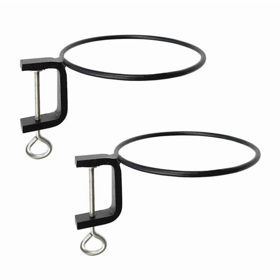 ACHLA Designs SFR-08C-2 8 in. Clamp-on Flower Pot Ring, Black - Pack of 2