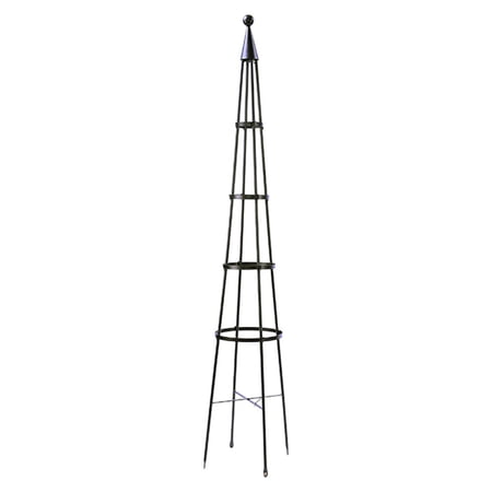ACHLA Designs 84.5” Wrought-Iron Obelisk Climbing Plant Cage with Leaf Accents