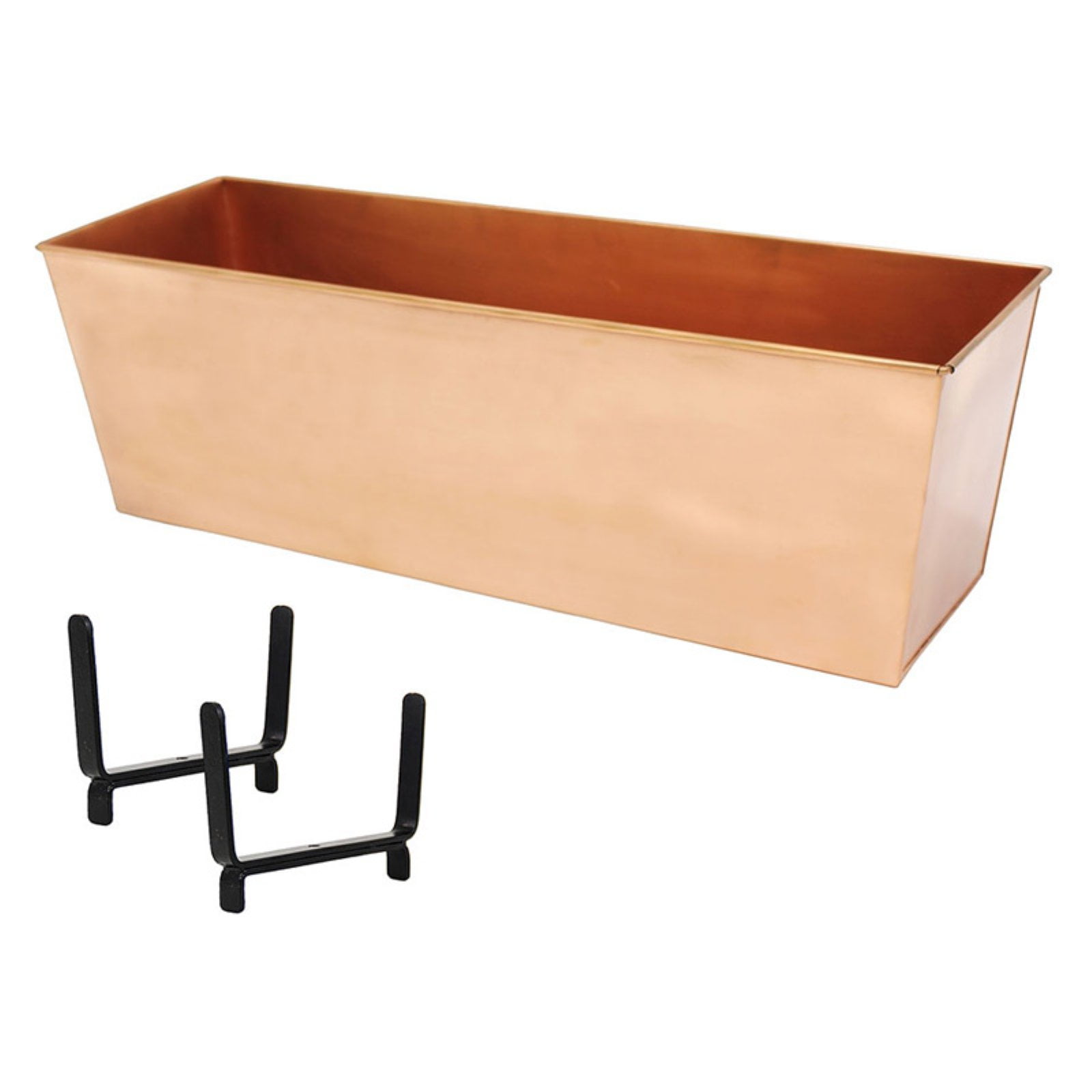 achla designs copper plated flower box with rail brackets