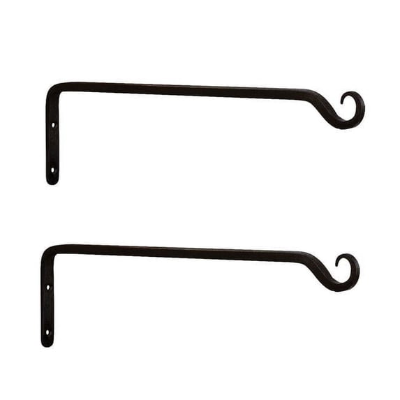 ACHLA Designs TSH-10-2 15 in. Straight Upcurled Bracket, Black - Pack of 2