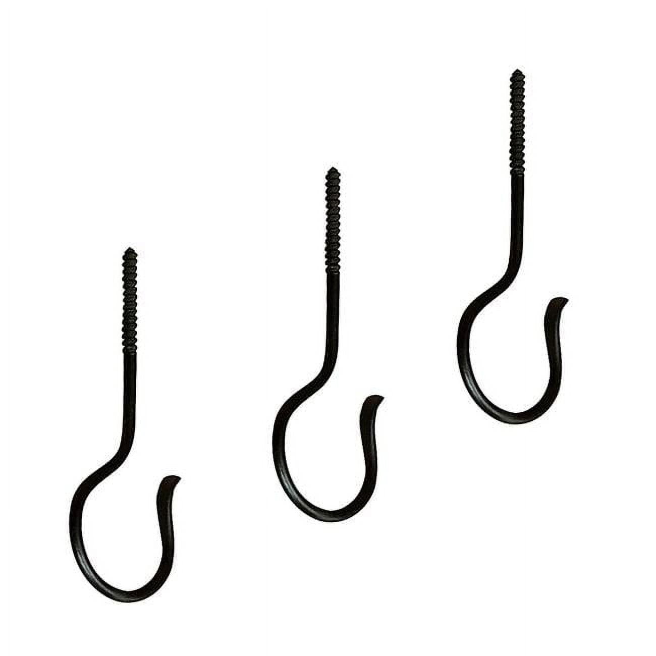 Black Powder Coated Metal Multi-Use Wall/Ceiling Hooks Set of 3