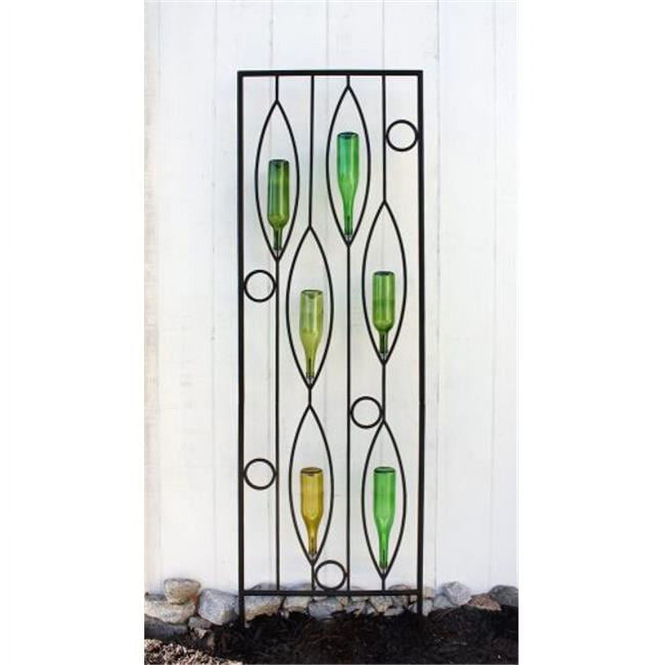 Black Metal Vinifera Bottle Trellis with Leaf and Circle Pattern
