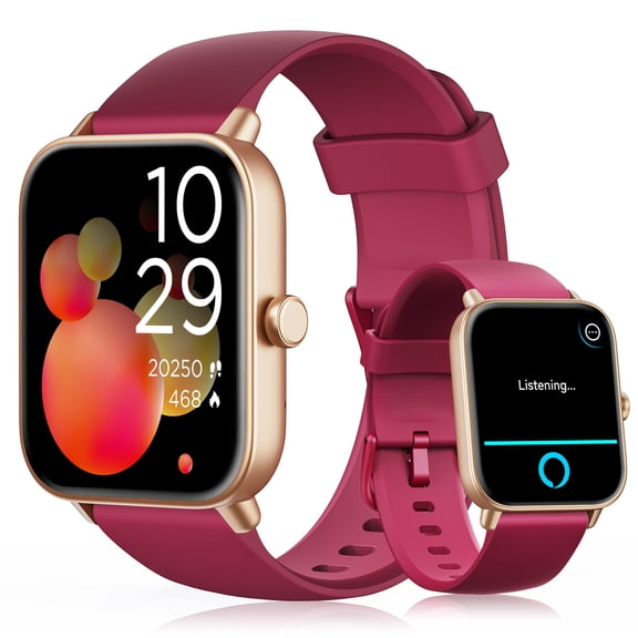 ACHOICE 1.85" Smart Watch for Women Men, Fits for Android and iPhone, Fitness Tracker, Smartwatch with Alexa Built-in, 100+ Sport Modes, Bluetooth Calls/Answer, IP68 Waterproof, for Gift Red