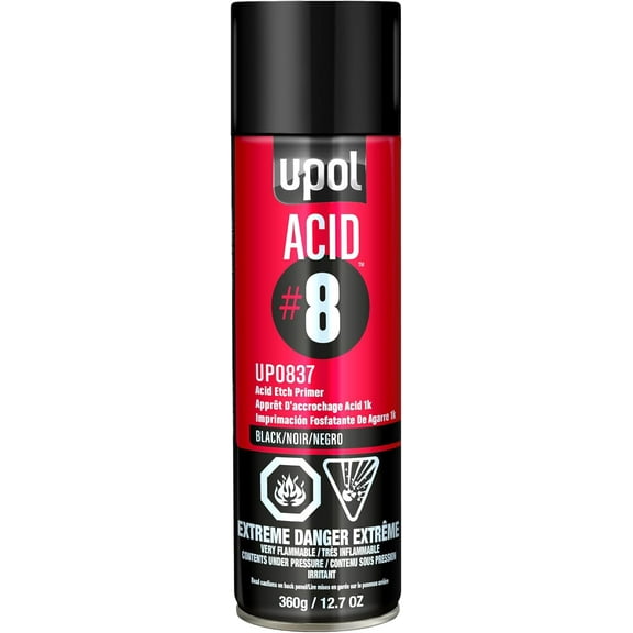 ACID#8 Acid Etch Primer, Automotive Etching Primer Spray Paint For Bare Metals, Durable Against Rust & Corrosion, Easy-To-Use, Black, 12.7 OZ