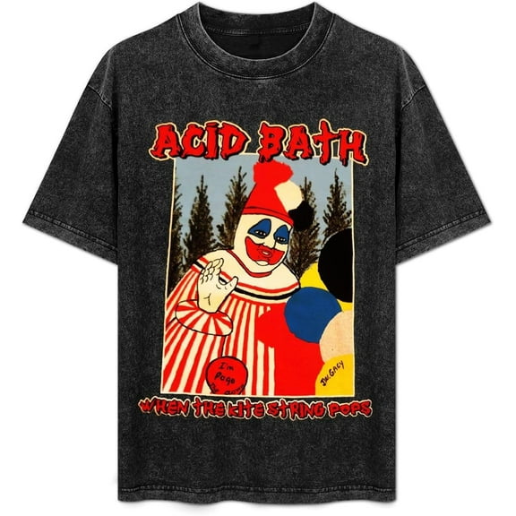 ACID Music BATH Men's Women's Crew Cotton Neck Short Shirts Sleeved Hip-Hop Graphics Tee Street Retro Classic Casual Loose T-Shirt