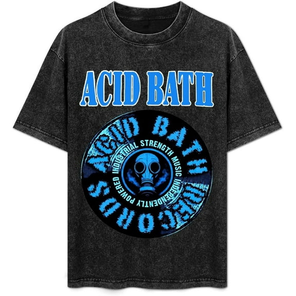 ACID Music BATH Men's Women's Crew Cotton Neck Short Shirts Sleeved Hip-Hop Graphics Tee Street Retro Classic Casual Loose T-Shirt