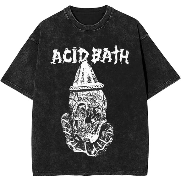 ACID Music BATH Retro Shirt Short Sleeve Vintage Wash T Shirt Funny Graphic Mens Womens Tee Tops