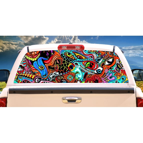 ACID TRIPPY Rear Window Graphic truck car suv view thru vinyl decal back