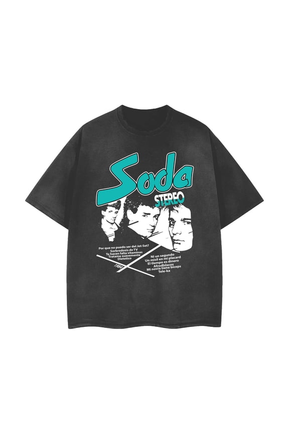 [ACID WASHED RIPPED] Soda Stereo 1984 Distressed Vintage Feel T-Shirt 100759