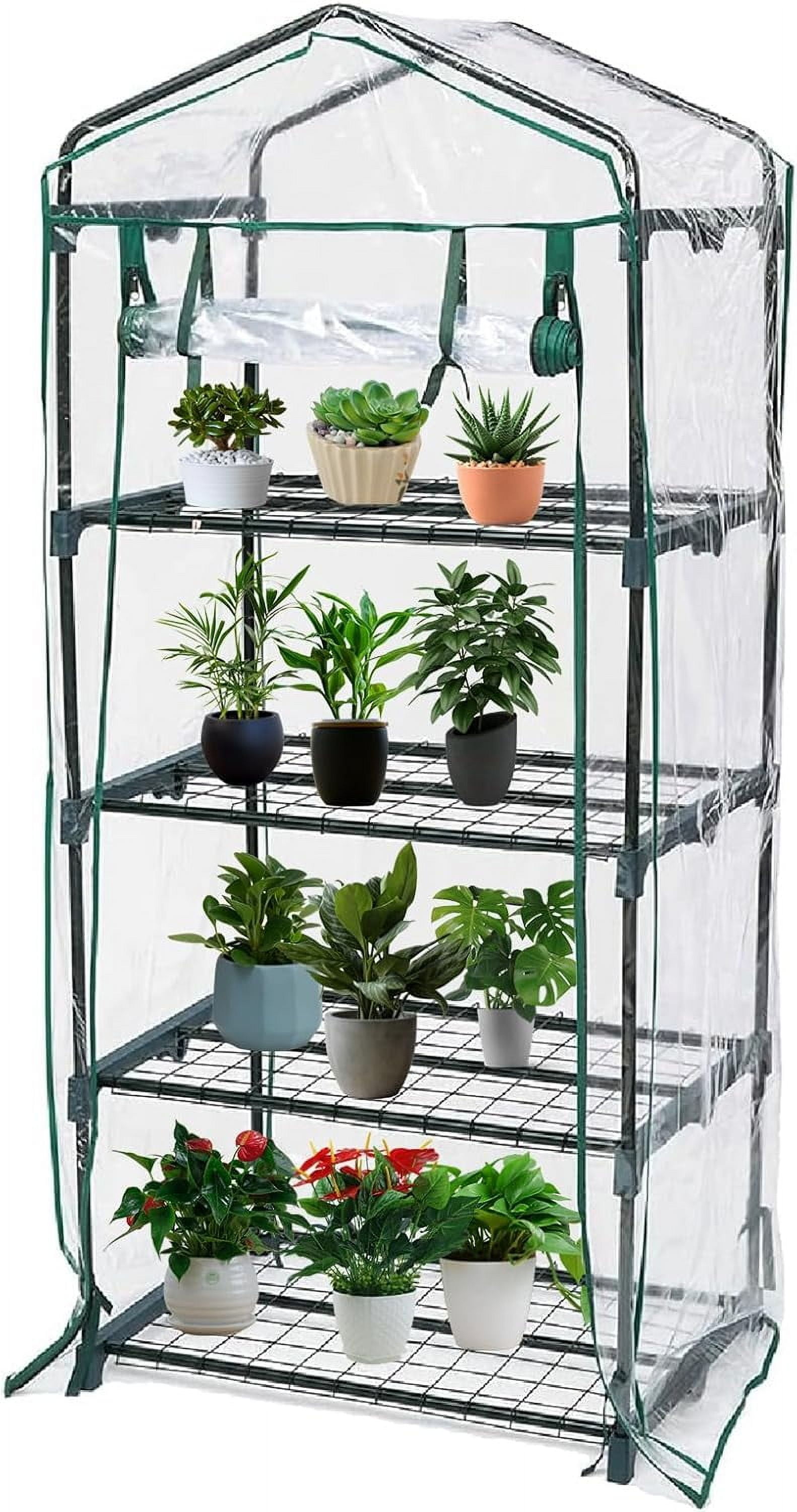 ACJRYO 4-Tier Mini Greenhouse Durable PVC Cover, Garden Greenhouse with ...