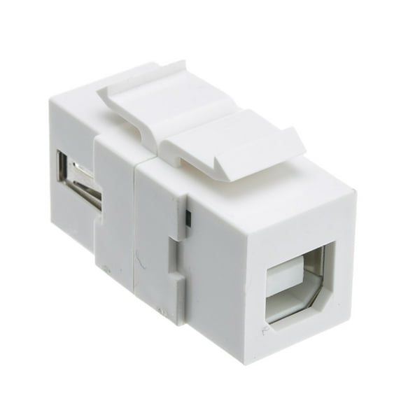 ACL USB 2.0 Type A Female To Type B Female Adapter (Reversible) Keystone Insert, White, 1 Pack
