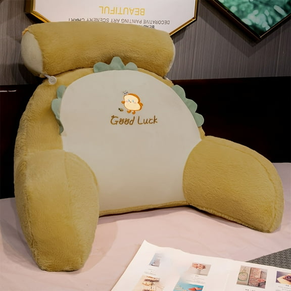 ACMDL 1PC Faux Fur Bed Rest Pillow With Arms (including Pillow Core) Reading Pillows Waist Protection Large Backrest Bed Cushion Living Room Sofa Pillow Reading Bedroom Home Decor