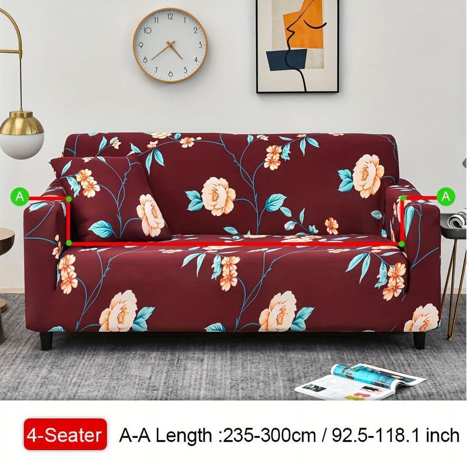 ACMDL 1pc Printed Leaf Pattern Sofa Cover Spandex Elastic Sofa