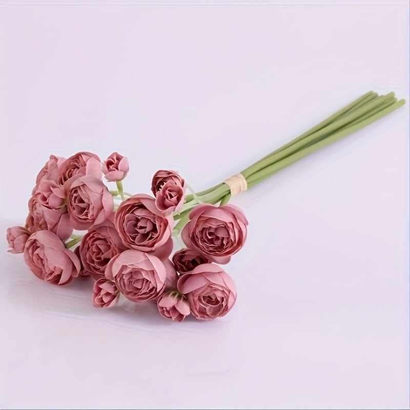 ACMDL 2 Bunches Ranunculus Artificial Flower Faux Silk Mini Ranunculus