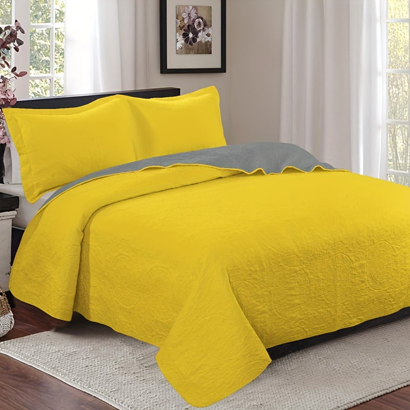 ACMDL 3pcs Solid Color Bedspread Set (1*Bedspread + 2*Pillowcase