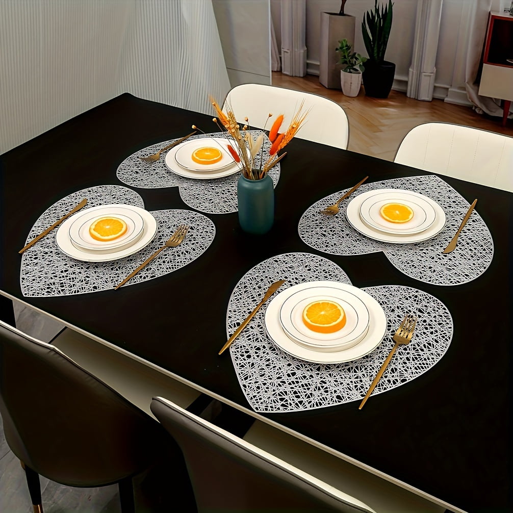 ACMDL 4/6/8pcs Valentine‘s Day Love Pad Heartshaped Placemats For Home