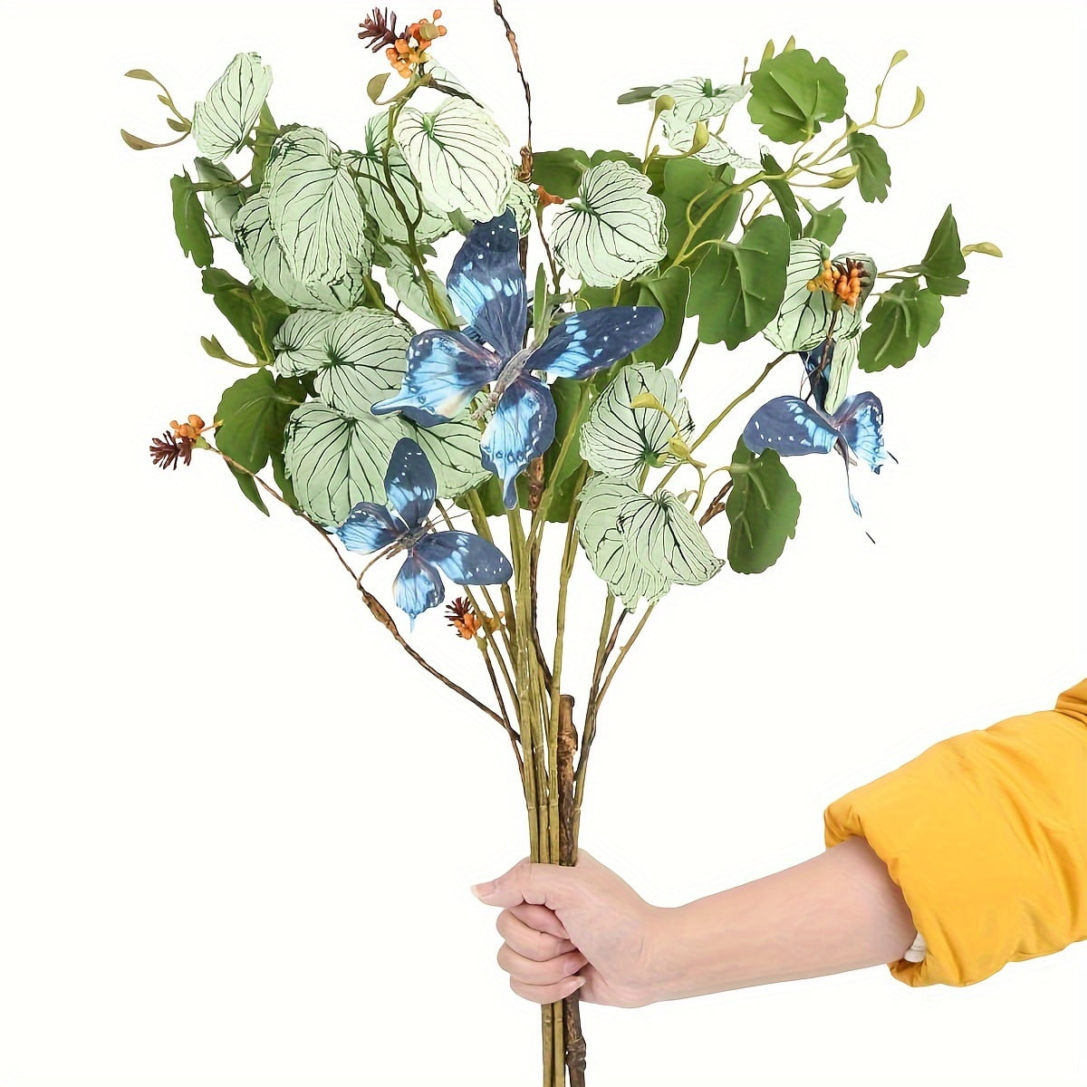 ACMDL 6pcs Artificial Greenery Stems For Tall Vase Faux Plants Real Touch Greenery Begonia