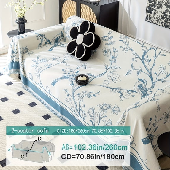 ACMDL  ”Elegant Multicolor” Modern Floral & Bird Print Sofa Cover - Dustproof  Cat-Scratch Resistant Couch Protector For All Seasons  Machine Washable Polyester Slipcover