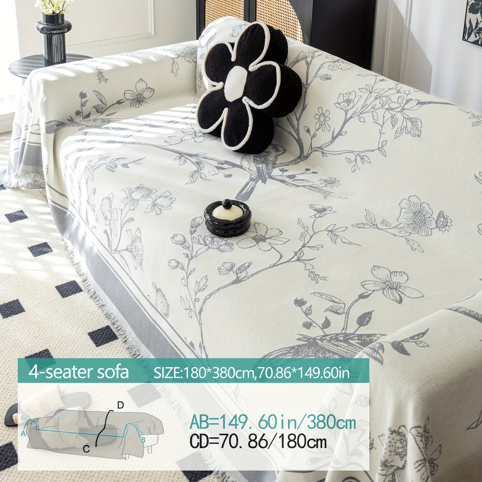 ACMDL ”Elegant Multicolor” Modern Floral & Bird Print Sofa Cover