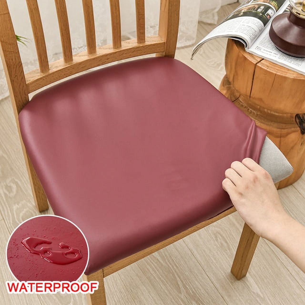 ACMDL Leather Square Chair Cushion Cover Waterproof Kitchen Dining Seat